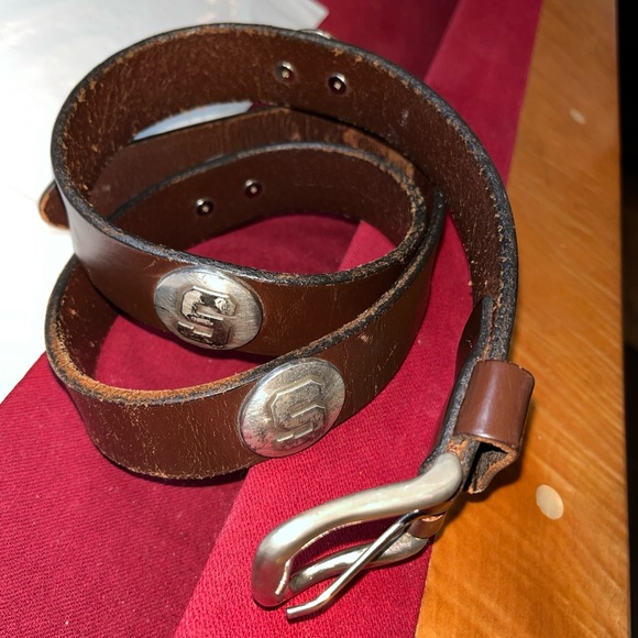 Michigan State Spartans BROWN leather BELT 33-37” Silver conchos Spartans Mexico - Picture 11 of 16